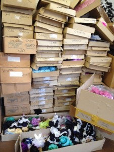 Just a small sample of the boxes of flowers at Randall Ribbons.